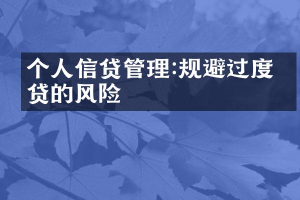 个人信贷管理:规避过度借贷的风险