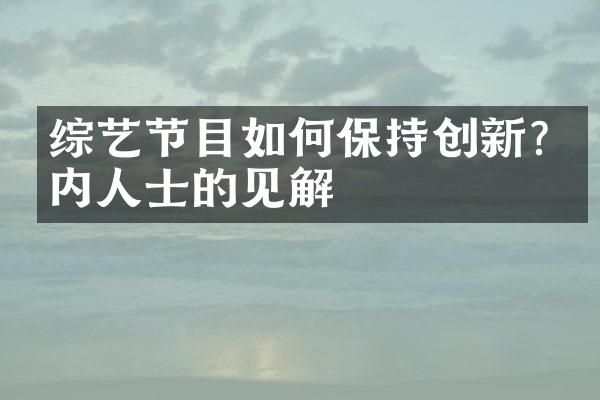 综艺节目如何保持创新?业内人士的见解