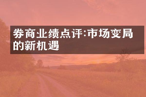 券商业绩点评:市场变局中的新机遇