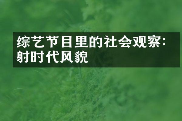 综艺节目里的社会观察:折射时代风貌