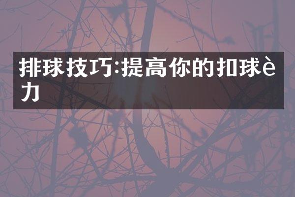 排球技巧:提高你的扣球能力