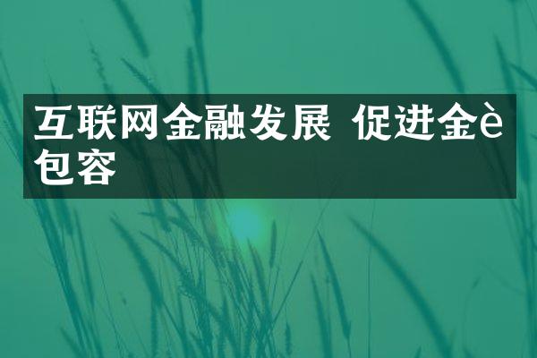 互联网金融发展 促进金融包容