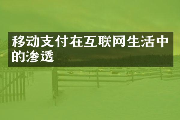 移动支付在互联网生活中的渗透