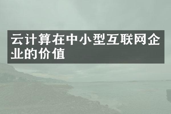 云计算在中小型互联网企业的价值