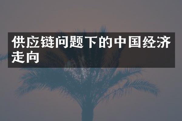 供应链问题下的中国经济走向