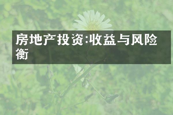 房地产投资:收益与风险平衡