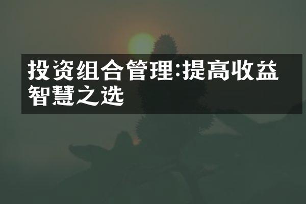 投资组合管理:提高收益的智慧之选