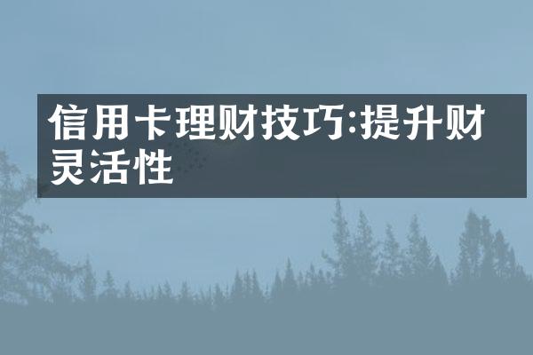 信用卡理财技巧:提升财务灵活性