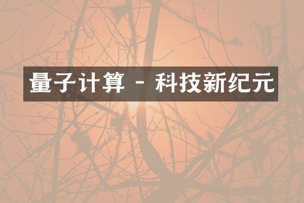 量子计算 - 科技新纪元