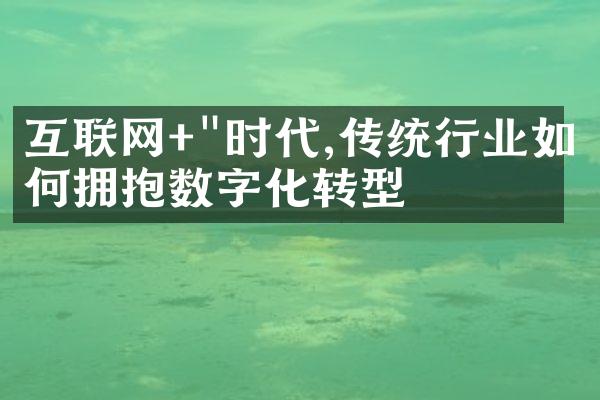 互联网+"时代,传统行业如何拥抱数字化转型