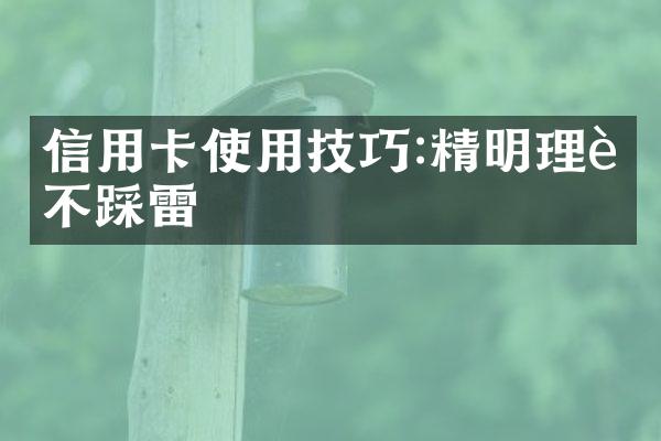 信用卡使用技巧:精明理财不踩雷