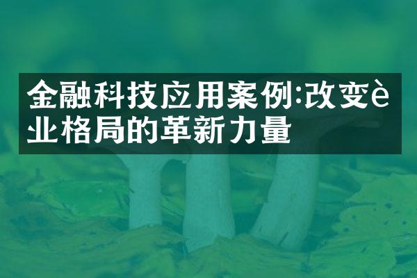 金融科技应用案例:改变行业格局的革新力量