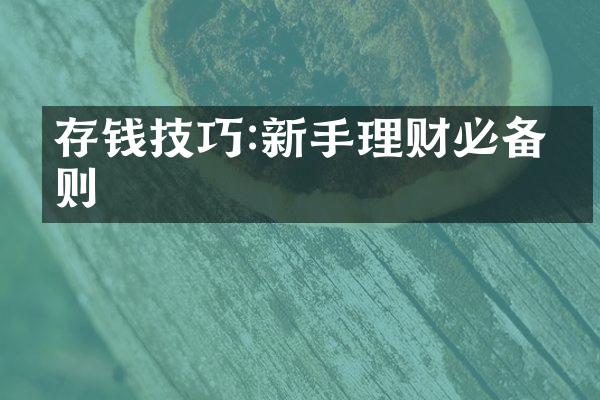 存钱技巧:新手理财必备法则