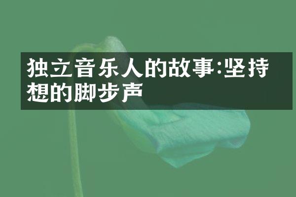 独立音乐人的故事:坚持梦想的脚步声