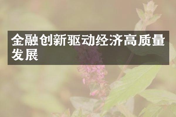 金融创新驱动经济高质量发展