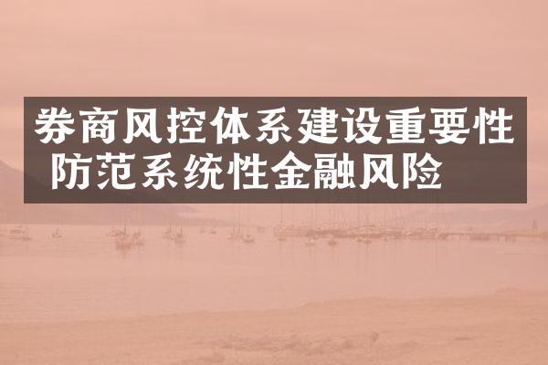 券商风控体系建设重要性 防范系统性金融风险