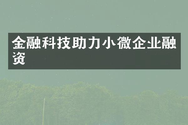 金融科技助力小微企业融资