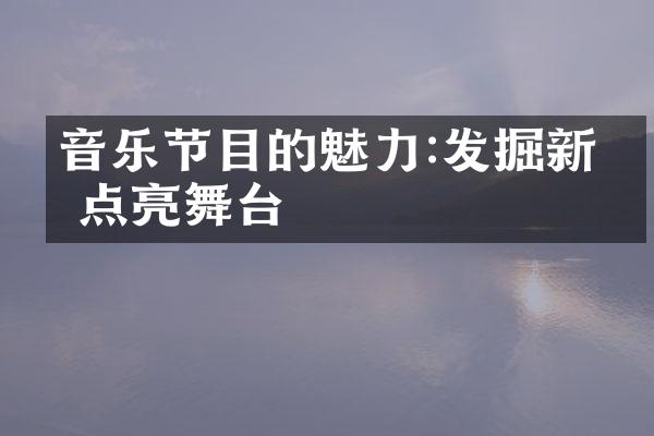 音乐节目的魅力:发掘新星 点亮舞台