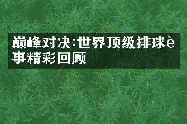 巅峰对决:世界顶级排球赛事精彩回顾