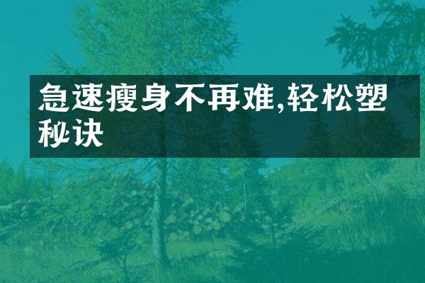 急速瘦身不再难,轻松塑形秘诀