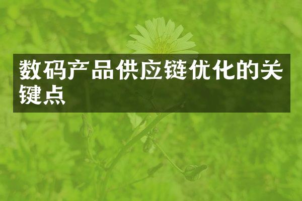 数码产品供应链优化的关键点