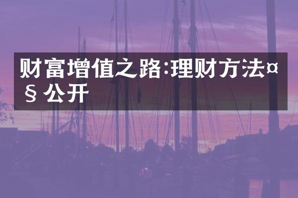 财富增值之路:理财方法大公开