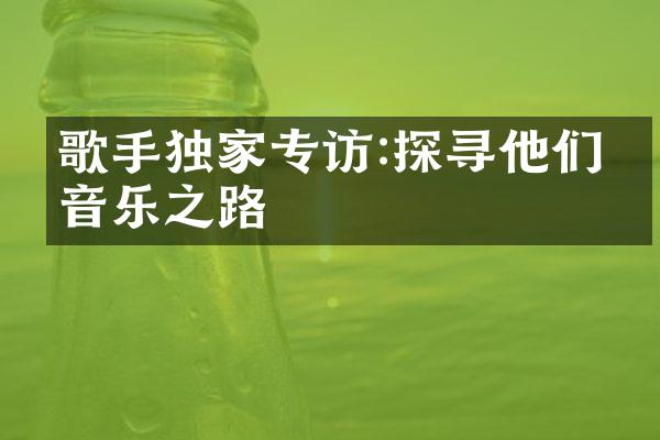 歌手独家专访:探寻他们的音乐之路