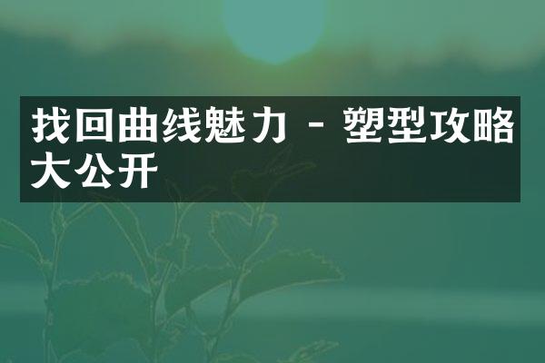 找回曲线魅力 - 塑型攻略大公开