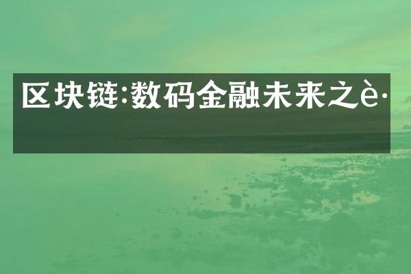 区块链:数码金融未来之路