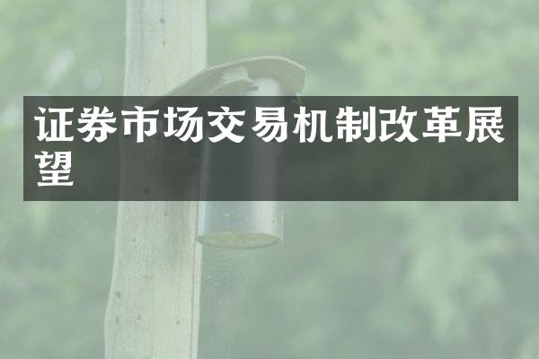 证券市场交易机制改革展望