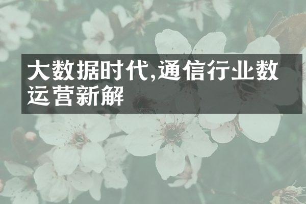 大数据时代,通信行业数据运营新解