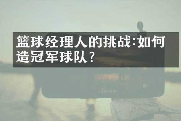 篮球经理人的挑战:如何打造冠军球队?