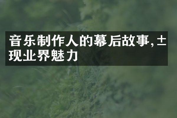 音乐制作人的幕后故事,展现业界魅力