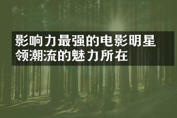 影响力最强的电影明星 引领潮流的魅力所在