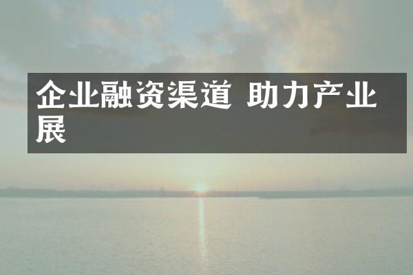 企业融资渠道 助力产业发展