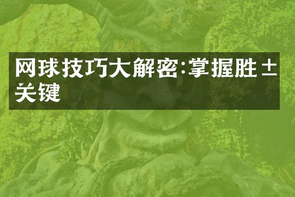 网球技巧:掌握胜关键