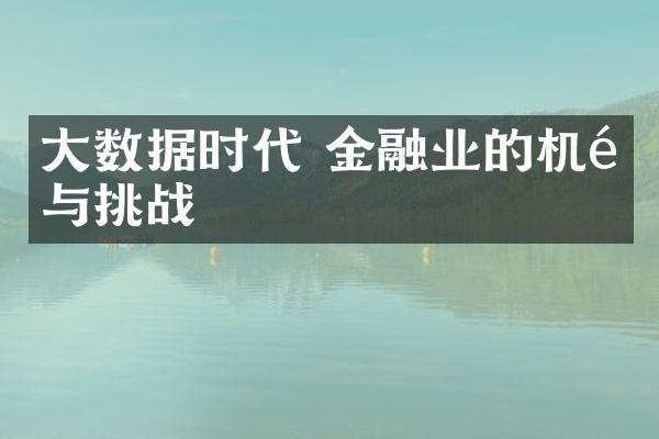 大数据时代 金融业的机遇与挑战