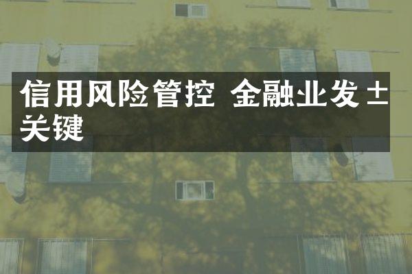 信用风险管控 金融业发展关键