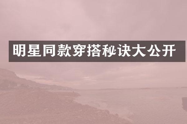 明星同款穿搭秘诀公开