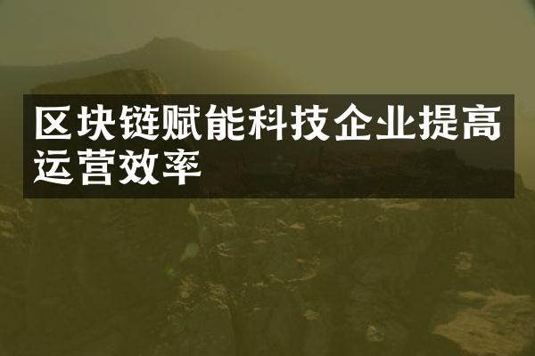 区块链赋能科技企业提高运营效率