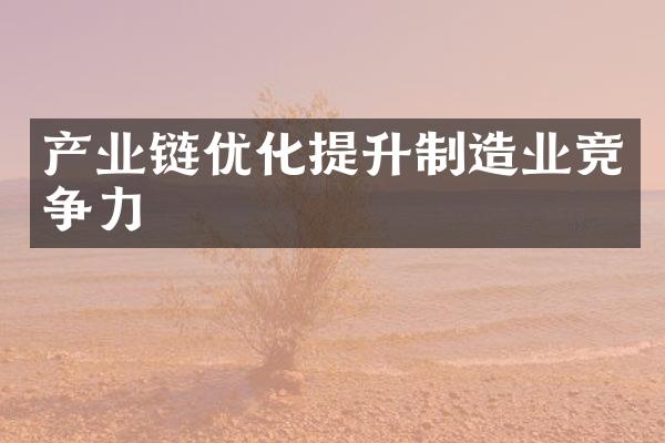 产业链优化提升制造业竞争力