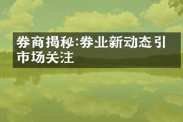 券商揭秘:券业新动态引发市场关注