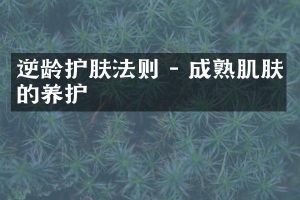 逆龄护肤法则 - 成熟肌肤的养护