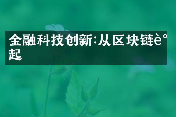 金融科技创新:从区块链谈起