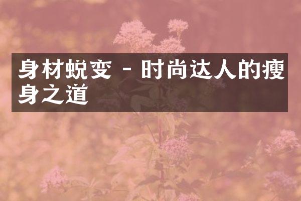 身材蜕变 - 时尚达人的瘦身之道