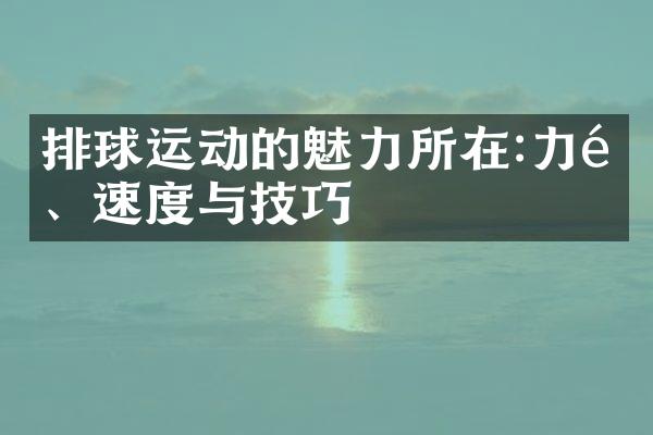 排球运动的魅力所在:力量、速度与技巧