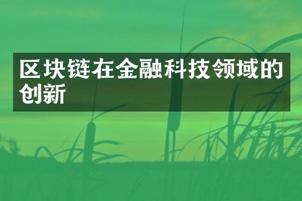 区块链在金融科技领域的创新