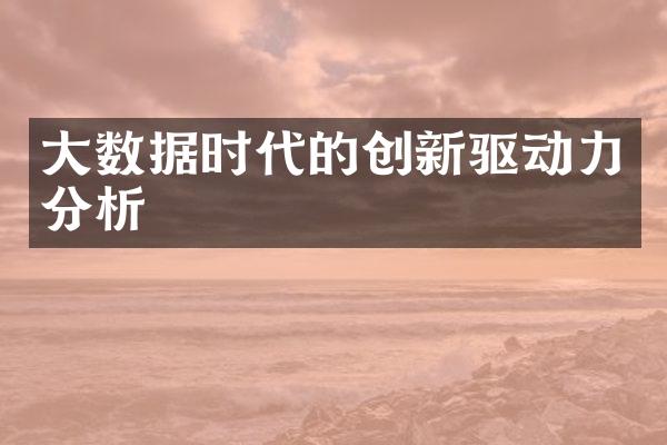 大数据时代的创新驱动力分析