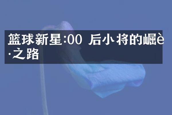 篮球新星:00 后小将的崛起之路