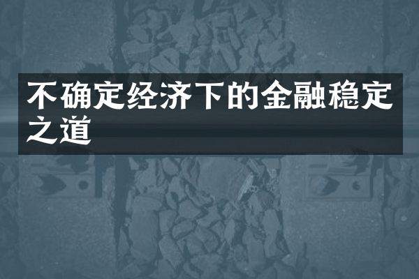 不确定经济下的金融稳定之道